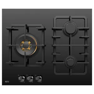 AEG 60cm Natural Gas Cooktop with Wok Burner HGC6366BB by AEG, a Cooktops for sale on Style Sourcebook