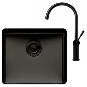 Titan Large Bowl Sink & Mixer Tap Package Black Steel TSBS522PK by Titan, a Kitchen Sinks for sale on Style Sourcebook