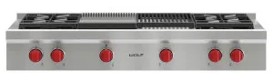WOLF 122cm LPG Gas Cooktop with Chargrill and Teppanyaki Plate ICBSRT484CGLPG by Wolf, a Cooktops for sale on Style Sourcebook
