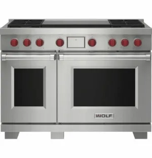 WOLF 122cm Freestanding Dual Fuel Oven/Stove with Dual Teppanyaki - Natural Gas ICBDF48450DGSPNG by Wolf, a Cooktops for sale on Style Sourcebook