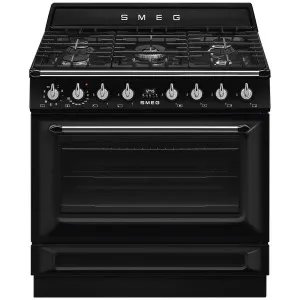 Smeg 90cm Victoria Dual Fuel Pyrolytic Freestanding Stove TRA90GPBL by Smeg, a Cooktops for sale on Style Sourcebook