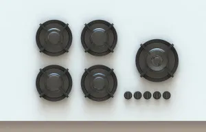 Pitt Ebeko 5 Burner Natural Gas Cooktop Black Brass EBEKO5BTNG by Pitt, a Cooktops for sale on Style Sourcebook