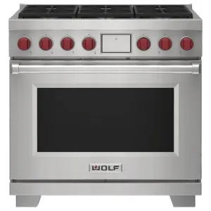 WOLF 91cm Freestanding Dual Fuel Oven/Stove with 6 Burners - Natural Gas ICBDF36650SPNG by Wolf, a Cooktops for sale on Style Sourcebook