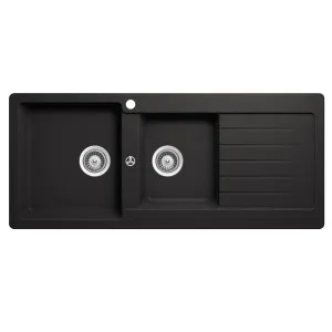 Abey Schock Typos 1 & 3/4 Left Hand Bowl Sink with Drainer - Nero TD200NL by Abey, a Kitchen Sinks for sale on Style Sourcebook