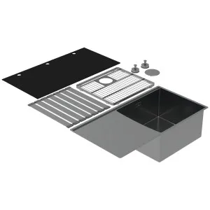 Abey Boutique Lugano Single Bowl Sink & Drainer - Black Pearl STQ450SRB by Abey, a Kitchen Sinks for sale on Style Sourcebook