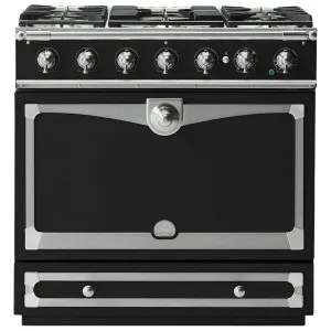 La Cornue Albertine 90cm Dual Fuel Freestanding Oven Matte Black with Brushed Nickel ALB90DFMB-N by La Cornue, a Cooktops for sale on Style Sourcebook
