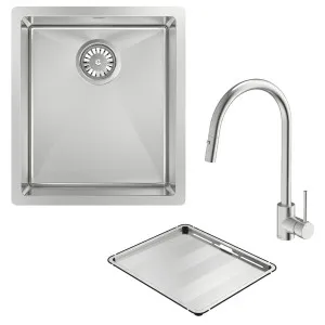 Abey Alfresco 340 Single Bowl Sink with Drain Tray and Gareth Ashton Pull Out Kitchen Mixer Tap FRA340T15 by Abey, a Kitchen Sinks for sale on Style Sourcebook