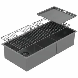 Abey Piazza 1 and 3/4 Square Bowl Sink Black Pearl CR500DB by Abey, a Kitchen Sinks for sale on Style Sourcebook
