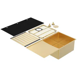 Abey Boutique Lugano Single Bowl Sink & Drainer - Eureka Gold STQ450SRG by Abey, a Kitchen Sinks for sale on Style Sourcebook