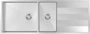 Abey Lugano 1 and 3/4 Bowl Sink with Drainer ST460DU by Abey, a Kitchen Sinks for sale on Style Sourcebook