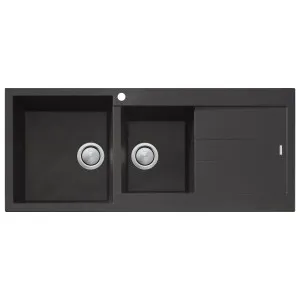 Oliveri Santorini Left-Hand Basin 1 & 3/4 Basin And Drainer - Black ST-BL1510LHB by Oliveri, a Kitchen Sinks for sale on Style Sourcebook