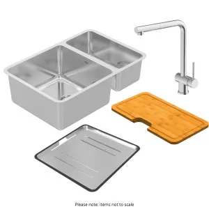 Abey 1 and 1/2 Bowl Sink with Accessories & Pull Out Mixer Tap NL180T13 by Abey, a Kitchen Sinks for sale on Style Sourcebook