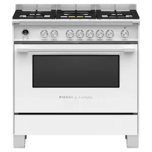 Fisher & Paykel Series 9 90cm Classic Freestanding Dual Fuel Pyrolytic Cooker White OR90SCG6W1 by Fisher & Paykel, a Cooktops for sale on Style Sourcebook