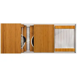 The Galley Ideal ThinTop Workstation 3S Plus DryDock 12 Natural Golden Bamboo IWS3SDD12STTBA by The Galley, a Kitchen Sinks for sale on Style Sourcebook
