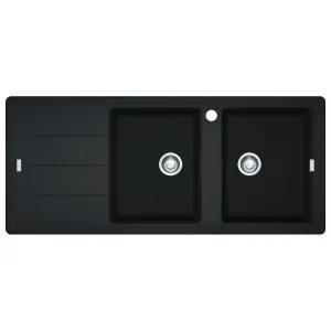 Franke Basis Double Bowl Topmount Sink with Left Hand Drainer - Onyx BFG621ONLHD-B by Franke, a Kitchen Sinks for sale on Style Sourcebook