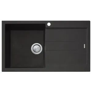 Oliveri Santorini Left-Hand Basin Single Basin And Drainer - Black ST-BL1520LHB by Oliveri, a Kitchen Sinks for sale on Style Sourcebook