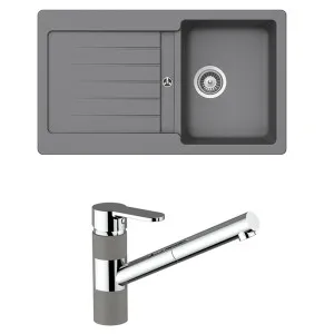 Abey Schock Typos Single Bowl Sink and Armando Vicario ISA Pull Out Kitchen Mixer Tap - Croma TD100T2CR by Abey, a Kitchen Sinks for sale on Style Sourcebook