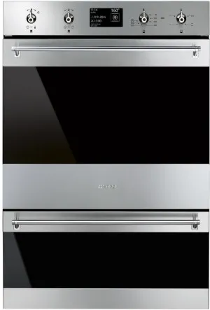 Smeg 60cm Classic Aesthetic Pyrolytic Electric Built-In Double Oven DOSPA6395X by Smeg, a Ovens for sale on Style Sourcebook