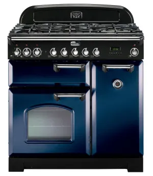 Falcon 90cm Classic Deluxe Freestanding Dual Fuel Oven/Stove Royal Blue and Chrome CDL90DFRB-CH by Falcon, a Cooktops for sale on Style Sourcebook