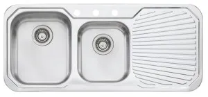 Oliveri Petite 1 & 3/4 Double Bowl Sink with Right Hand Drainer PE3113TH by Oliveri, a Kitchen Sinks for sale on Style Sourcebook