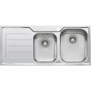 Oliveri Flinders 1 and 3/4 Bowl Topmount Sink with Left-Hand Drainer FL112 by Oliveri, a Kitchen Sinks for sale on Style Sourcebook