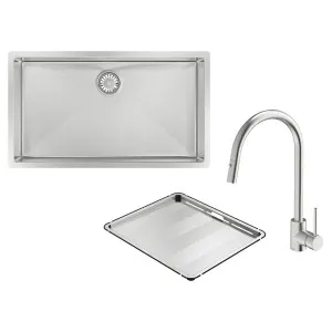 Abey Alfresco 700 Large Bowl Sink with Drain Tray and Gareth Ashton Pull Out Kitchen Mixer Tap FRA700T15 by Abey, a Kitchen Sinks for sale on Style Sourcebook