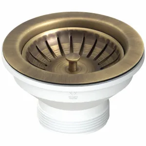 Turner Hastings 90 x 50 Basket Waste with Long Thread Antique Brass 90BW-BR by Turner Hastings, a Kitchen Sinks for sale on Style Sourcebook