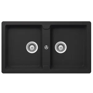 Abey Schock Typos N200 Double Bowl Sink with No Taphole - Onyx TN200B-NTH by Abey, a Kitchen Sinks for sale on Style Sourcebook