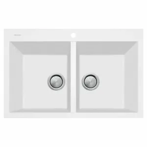 Oliveri Santorini Double Bowl Topmount Sink White ST-WH1574 by null, a Kitchen Sinks for sale on Style Sourcebook