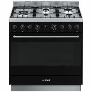 Smeg 90cm Freestanding Black Dual Fuel Oven CS95GMNNA1 by null, a Cooktops for sale on Style Sourcebook