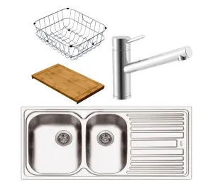 Abey Deluxe 1 and 3/4 Bowl Right Hand Drainer Sink Pack DL180LK by Abey, a Kitchen Sinks for sale on Style Sourcebook