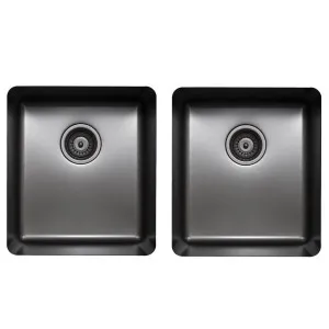 Titan Medium and Medium Double Bowl Sink Gunmetal TSGM4040 by Titan, a Kitchen Sinks for sale on Style Sourcebook