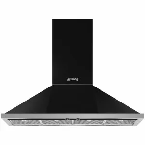 Smeg 120cm Portofino Black Canopy Rangehood KPFA12BL by Smeg, a Rangehoods for sale on Style Sourcebook