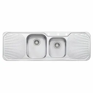 Oliveri Petite 1 and 3/4 Bowl Topmount Sink with Double Drainer PE341-NTH by Oliveri, a Kitchen Sinks for sale on Style Sourcebook