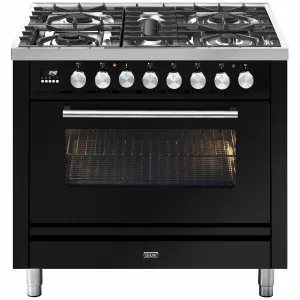 ILVE Professional Plus Series 90cm Dual Fuel Five Burner Oven with Milano Knobs P09PDWE3BK by Ilve, a Cooktops for sale on Style Sourcebook