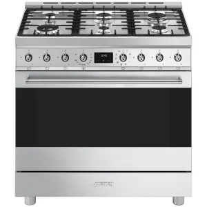 Smeg 90cm Dual Fuel Stainless Steel Pyrolytic Freestanding Oven CSP9GMXA2 by Smeg, a Cooktops for sale on Style Sourcebook
