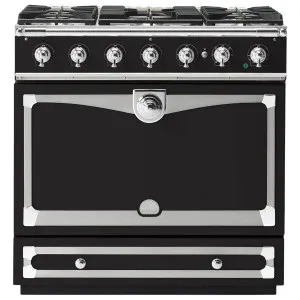 La Cornue Albertine 90cm Dual Fuel Freestanding Oven Matte Black with Polished Chrome ALB90DFMB-C by La Cornue, a Cooktops for sale on Style Sourcebook