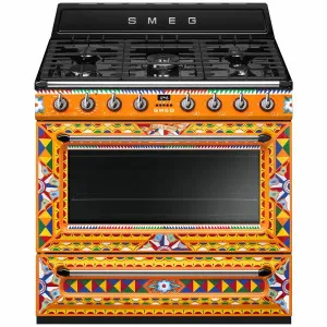 Smeg 90cm Victoria Freestanding Dual Fuel Oven/Stove Dolce & Gabbana Divina Cucina TRA90DGC9 by Smeg, a Cooktops for sale on Style Sourcebook