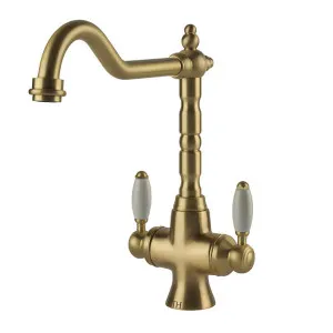 Turner Hastings Providence Double Sink Mixer Brushed Brass PR403DM-BB by Turner Hastings, a Kitchen Taps & Mixers for sale on Style Sourcebook