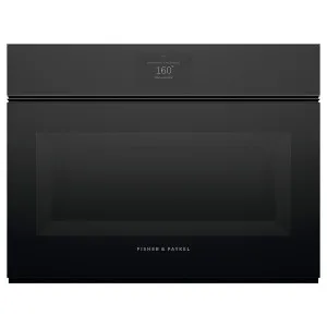 Fisher & Paykel 60cm Series 9 Minimal Handleless Compact Combi-Microwave Oven Black Glass OM60NMTNB1 by Fisher & Paykel, a Microwave Ovens for sale on Style Sourcebook