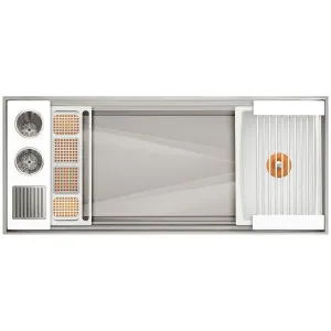 The Galley Ideal ThinTop WashStation 4S Designer White Resin IWA-4-S-TT-WH by The Galley, a Kitchen Sinks for sale on Style Sourcebook