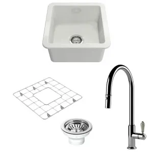 Turner Hastings Cuisine 46 Sink Pack with Chrome Ludlow Pull Out Mixer Tap and Accessories PKG048 by Turner Hastings, a Kitchen Sinks for sale on Style Sourcebook