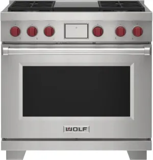 WOLF 91cm Freestanding Dual Fuel Oven/Stove with Teppanyaki - Natural Gas ICBDF36450GSPNG by Wolf, a Cooktops for sale on Style Sourcebook