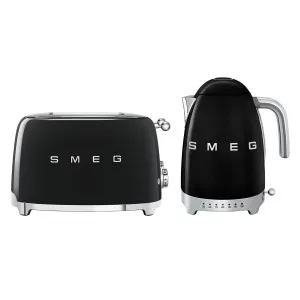 Smeg Temperature Control Kettle and Four Slice Toaster Breakfast Pack Black KLF04BLAUTSF03BLAU by Smeg, a Small Kitchen Appliances for sale on Style Sourcebook