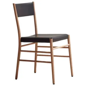 Pinch Avery Upholstered Dining Chair - Oak and Black Leather PI-DC-AV-OAK-HOU by null, a Chairs for sale on Style Sourcebook
