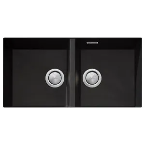 Oliveri Santorini Double Bowl Undermount Sink Black ST-BL1563U-OF by Oliveri, a Kitchen Sinks for sale on Style Sourcebook