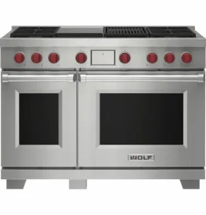 WOLF 122cm Freestanding Dual Fuel Oven/Stove with Chargrill and Teppanyaki - Natural Gas ICBDF48450CGSPNG by null, a Cooktops for sale on Style Sourcebook