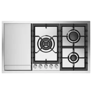 ILVE 90cm Professional Plus Gas Cooktop with Teppanyaki HCPT95FDSS by null, a Cooktops for sale on Style Sourcebook