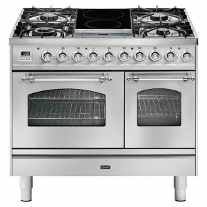 ILVE Nostalgie 100cm Freestanding Dual Fuel Oven/Stove PD10IDNE3SSC by null, a Ovens for sale on Style Sourcebook