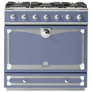 La Cornue Albertine 90cm Dual Fuel Freestanding Oven Paris Blue with Polished Chrome ALB90DFPB-C by null, a Cooktops for sale on Style Sourcebook